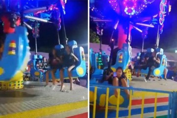 菲律宾旋转中的游乐设备出毛病将游客甩飞