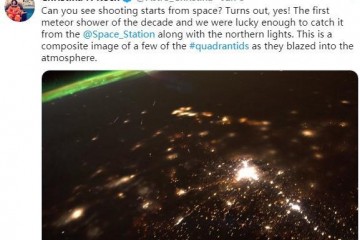 梦境美国宇航员晒新年首场流星雨美照