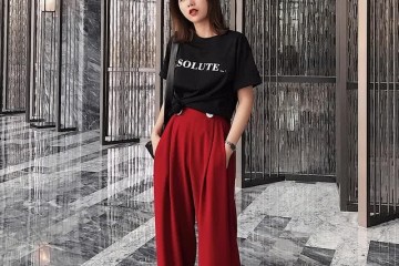 最近火了一种裤子叫鼠你红加绒裤搭毛衣外套都美观