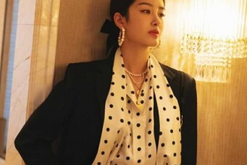 人世粉黛杨采钰气质好黑西安装波点内搭复古张扬美得共同