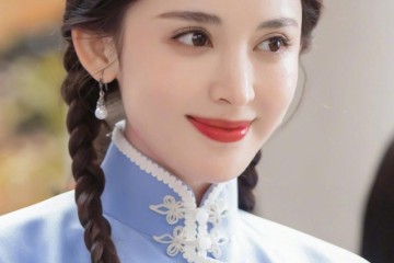 古力娜扎民国风小新鲜造型曝光旗袍式上衣调配米色裙子温婉动听